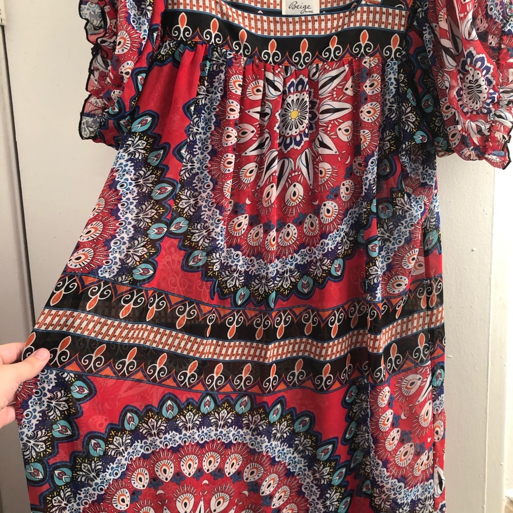 Beige by eci size ten paisley sheer maxi dress